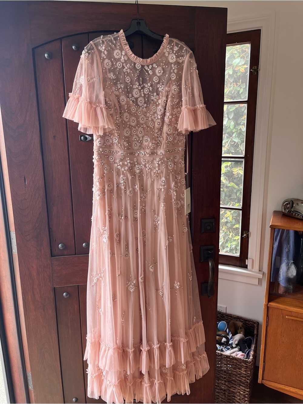 Mac Duggal Blush Pink Embellished Evening Dress